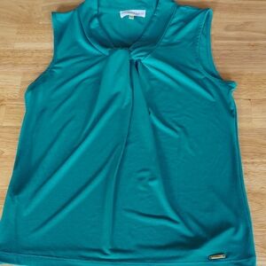 Calvin Klein Blue Sleeveless Tie Front Blouse XS